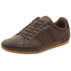Excellent Lacoste Men Shoes Chaymon 11 Dark Brown Leather Size 10.5